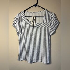 NWT Saukole Light Blue & White Striped Women’s Top size small.See pic for sizing